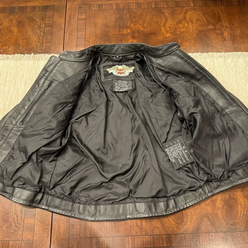 RARE Harley Davidson Women’s Leather Jacket M | Black Moto Biker Jacket Vintage - Picture 4 of 10